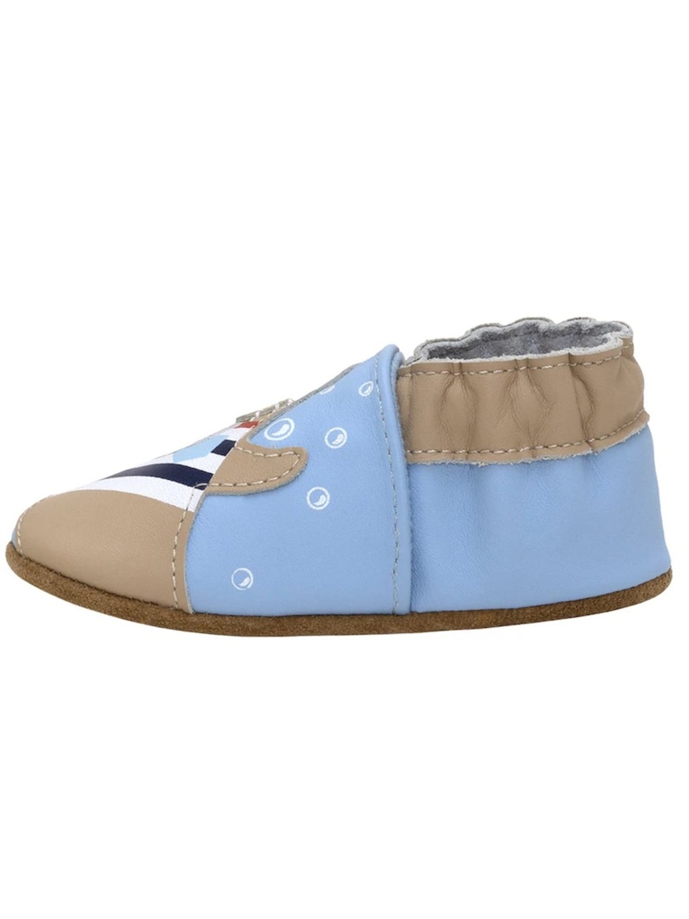 Robeez Blue and Tan Nautical Seal Baby Soft-Soled Shoes - Picture 3 of 6
